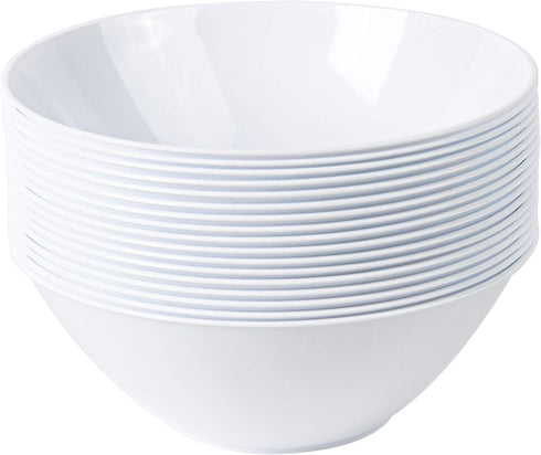 PLASTICPRO White Plastic Organic Party Dessert Bowls, 6 OZ, 50 Count, Premium Heavyweight Disposable Dishes