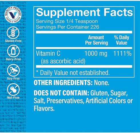 The Vitamin Shoppe Vitamin C Powder, 1,000MG, Antioxidant for Immune and Cardiovascular Health, 8 Ounces