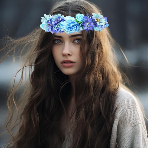 Vivivalue Women Floral Crown Rose Flower Headband, Hair Wreath Floral Headpiece Halo for Wedding Party