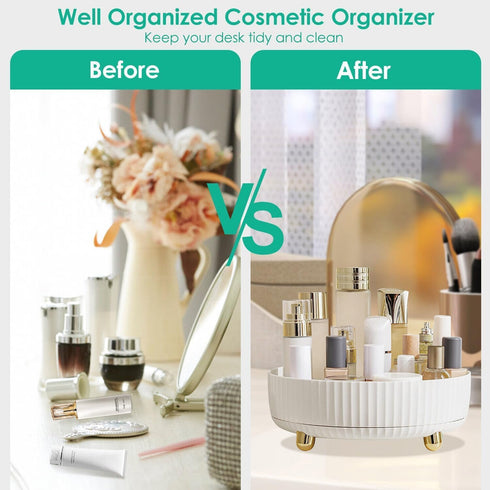 Deluxe 360 Rotating Makeup & Perfume Organizer - Chic Lazy Susan Storage for Jewelry and Lotions (White, Large)