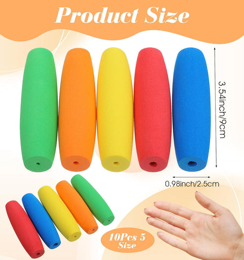 ValueBargain 10Pcs Foam Grip Tubing, No-Cut Foam Tubes Grip Aid for Utensils & Cutlery, Comfortable Handle Padding