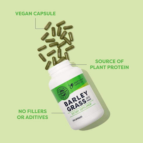 Vimergy Barley Grass Capsules, 30 Servings, Antioxidant Source with Iron, Vitamin C, & Vitamin E, Vegan & Paleo