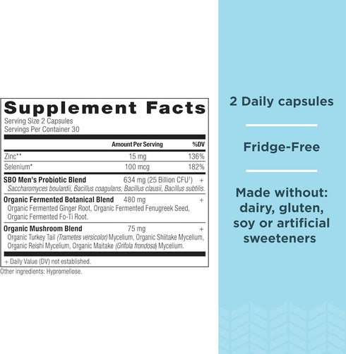 Probiotics for Men by Ancient Nutrition, SBO Probiotics Men's 60 Ct, Supports Gut Health, Digestive and Immune Support