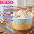 Jingmore 120 Set 8 oz Summer Paper Ice Cream Cups Bulk with Spoons Disposable Sundae Bowls Colorful Paper Dessert Cups