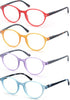Colorful Reading Glasses for Women, Lightweight Stylish Readers, Cute Cheaters Glasses, 4 Pack with Spring Hinges