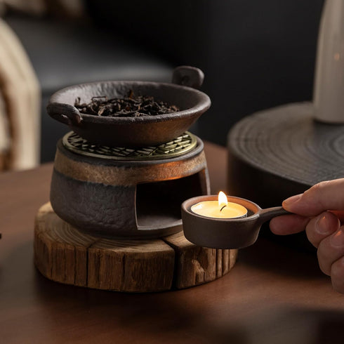 NeoNava Cedar Aromatherapy Burner & Ceramic Oil Warmer for Home & Office (Heat-Resistant Double-Handled Baking Tray +