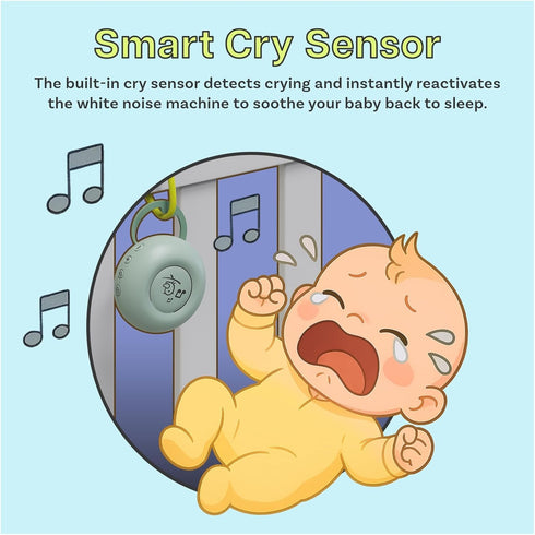 MMOBIEL 20 Portable White Noise Sound Machine for Baby by Soothing Sounds, Cry Sensor, Timer, USB-C Rechargeable Travel