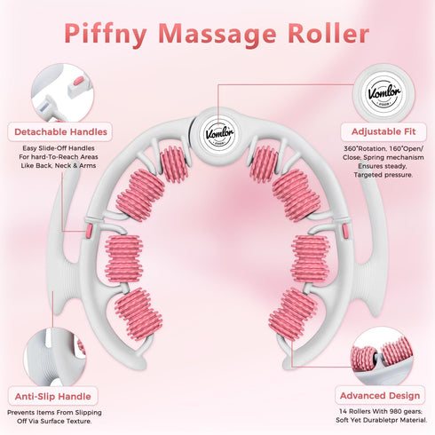 VOMLOR Cellulite Massage Roller - Lymphatic Drainage Tool for Deep Tissue Fascia Massage - Muscle Roller for Legs