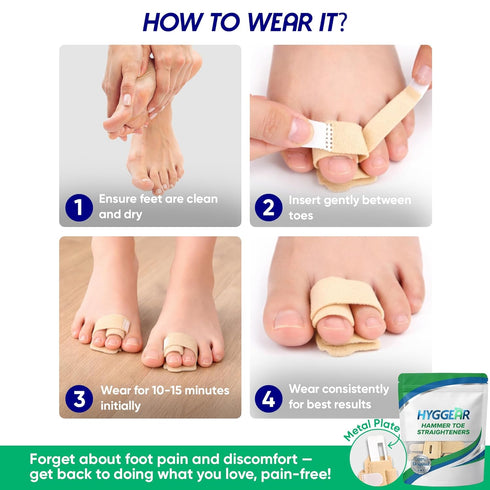 Hammer (1 Toe Straightener for Women & Men - Toe Splint Wrap with Removable Aluminum Support for Crooked & Overlapping