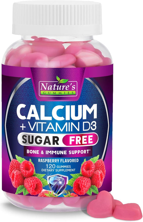 Calcium Supplement Gummies - Sugar Free Calcium Gummy with Vitamin D3 for