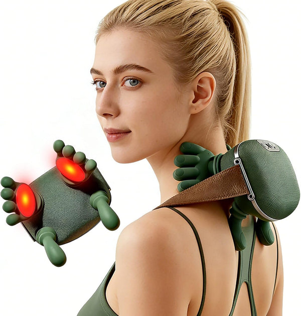 LOVMASSG Shoulder and Neck Massager with Heat, Palm-Like Kneading, 3 Adjustable Speeds, Ergonomic