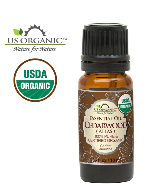 US Organic 100% Pure Cedarwood Essential Oil (Atlas) - USDA Certified Organic, Steam Distilled, 10 ml / .33 fl oz