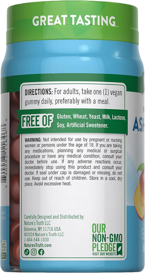 Nature's Truth Ashwagandha Gummies | 60 Tropical Flavor Gummies | Vegan, Non-GMO, Gluten Free Supplement
