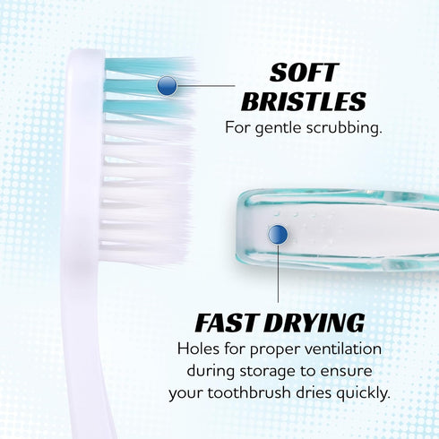 Lingito Mini Travel Toothbrushes with Cover, Soft Toothbrush for Camping, Interlock Folding Travel Size (7 Pack)