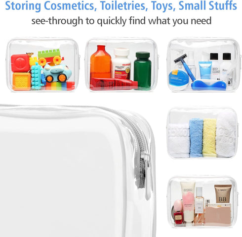 PACKISM TSA Approved Clear Makeup Bag - Waterproof Quart Size Cosmetic Bag for Women, 3 Pack