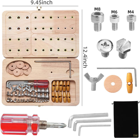 U Tag It 36-Hole Wooden Pegboard for Finger Dexterity, Upgraded Wooden Hand Therapy Peg Board with Multifunctional Test