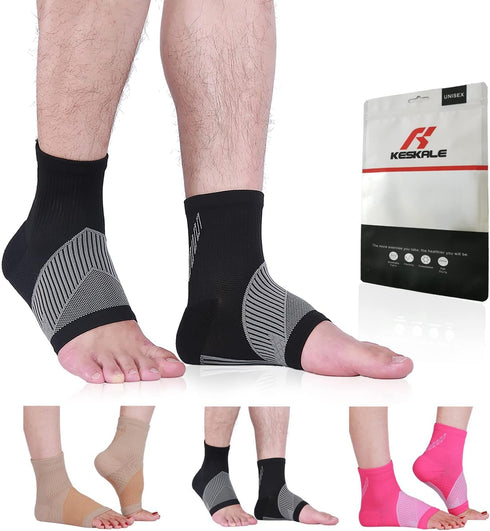 Compression Socks for Women & Men Open Toe (3 Pairs), Ankle Brace Compression Sleeve for Pain Relief
