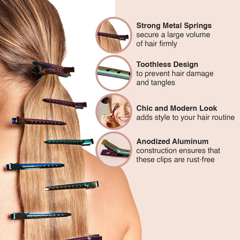 Kitsch Professional Alligator Clips for Hair Styling, 3.5" Aluminum Hair Sectioning Clips, Rust-Free, 6 Pcs