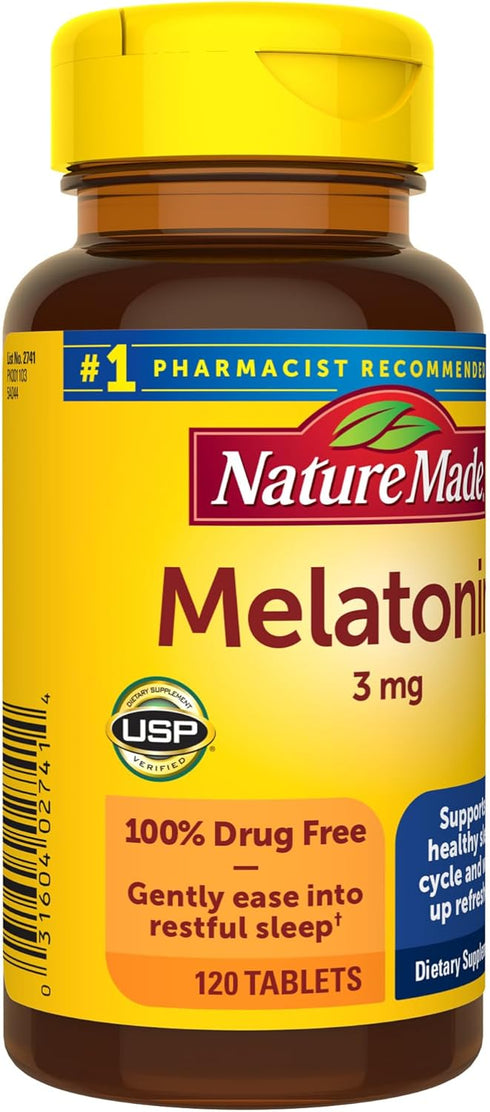 Nature Made Melatonin 3mg Sleep Aids for Adults, 120 Tablets, 120 Day Supply