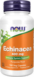 NOW Supplements Echinacea (Purpurea Root) 400 mg, 100 Veg Capsules for Immune Support