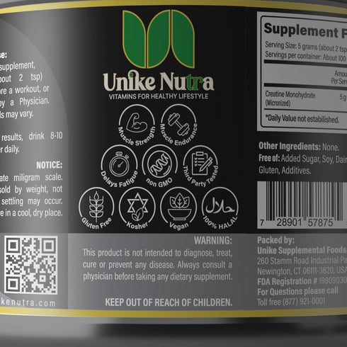 Creatine Monohydrate Powder, Pure Micronized Creatine for Muscle Mass, Athletic Performance, and Recovery, Unflavored