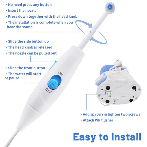 Replacement Hose and Handle Parts - Compatible with Waterpik Water Flosser WP-100 WP-300 WP-660 WP-900 Series