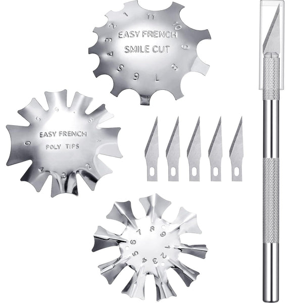 Maitys 3 Pieces French Nail Trimmer Smile Line Cutter Edge Trimmer, Stainless Steel French Tip Cutters Manicure DIY