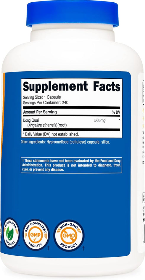 Nutricost Dong Quai 565mg - 240 Vegetarian Capsules (Angelica Sinensis), Non-GMO, Gluten Free