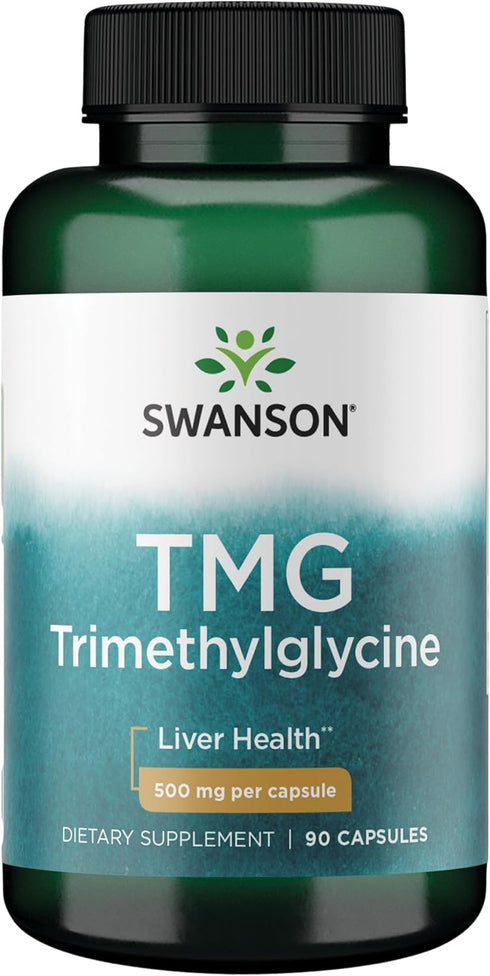 Swanson TMG Trimethylglycine - Amino Acid Supplement for Healthy Liver Function & Heart Health Support (90 Capsules,