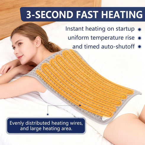 La Phaze 9 4 Settings (17x33 Inches) Heating Pad for Back, Neck & Shoulder Pain Relief | Heat & Timer | Fast Heating
