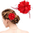 Sibba Flower Hats Clips Hairpin Barrettes Rose Hair Dress Accessories Valentines Day Easter Headwear Headpiece Accessory Pin Floral Feather Women Girls Dresses For Travel Wedding Prom Party (Red)