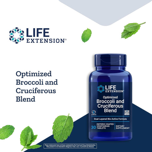 Life Extension Optimized Broccoli & Cruciferous Blend, 30 Tablets, Gluten-Free, Non-GMO, Vegetarian Supplement