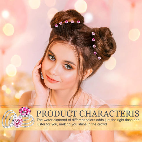 Xinnun 48 Pieces Rhinestone Hair Clips, Spiral Twist Hairpins with Crystal Metal Base for Wedding Bridal Prom Party