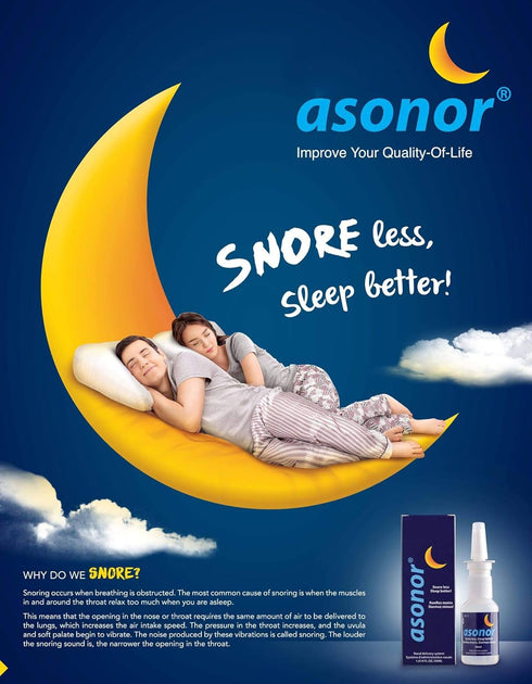 Asonor Snoring Nasal Spray - Natural Anti Snoring Solution, 30ml, Fast Relief for Better Sleep & Breathing