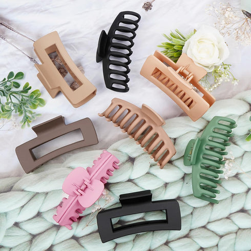 TOCESS 8 Pack Big Hair Claw Clips - Large Claw Clip for Thin Thick Curly Hair 90's