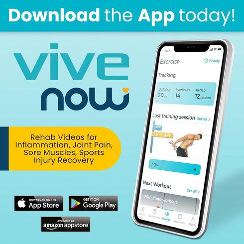 Vive Kinesiology Tape (16.4 Feet) - Therapeutic Athletic Support Tape for Muscle and Joint Recovery, Waterproof for