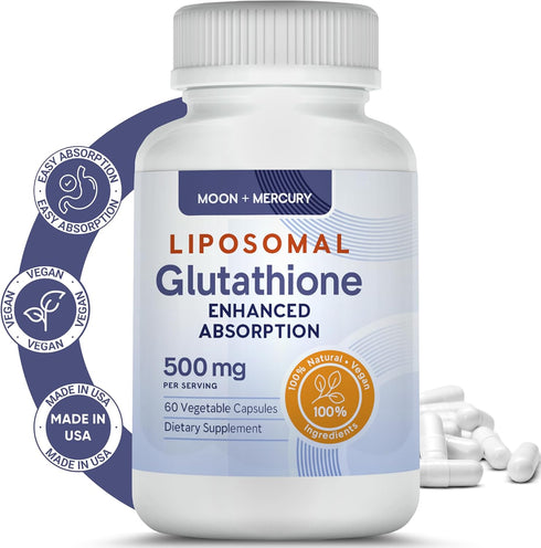 Liposomal Glutathione Capsules - Reduced Glutathione Supplement, 60 Glutathione Capsules for Antioxidant Support