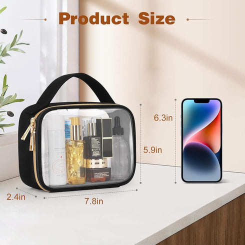 Wedama TSA Approved Toiletry Bag, 4 Pack Clear Makeup Bags with Handles, Quart Size PVC Cosmetic Bags for Travel