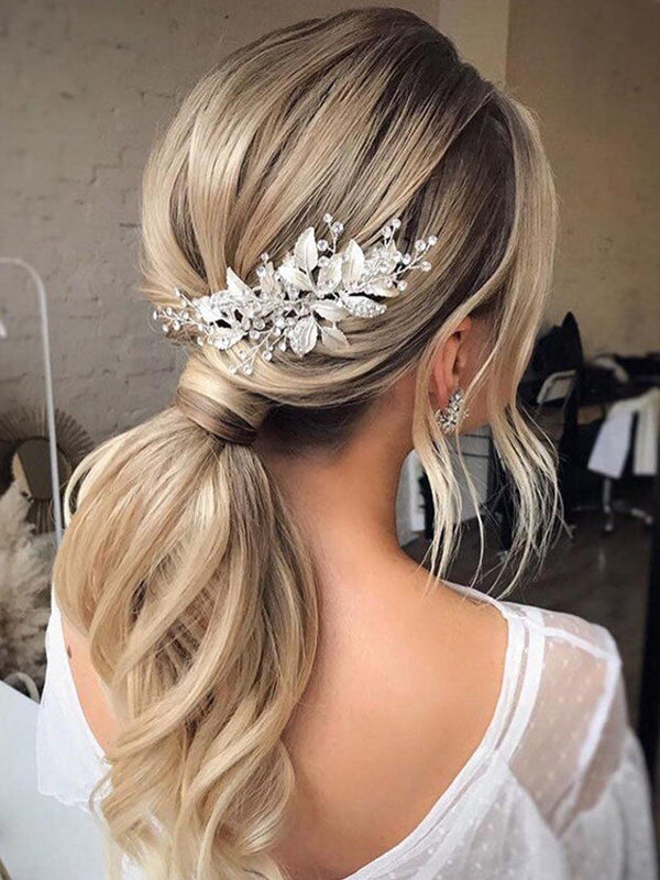 Latious Silver Bride Wedding Hair Comb, Crystal Bridal Side Comb, Rhinestone Hair Accessories