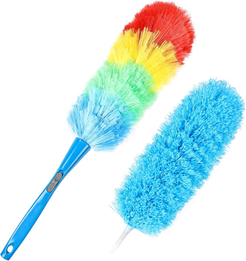 Rainbow Static Duster, 24 Inch Reusable Microfiber Electrostatic Duster, Washable Head for Home and Car Cleaning