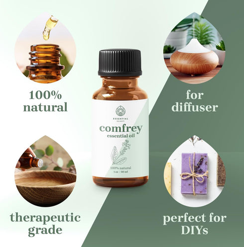 Comfrey Essential Oil by Essential Delights (1oz)- Premium Grade Oil | for Aromatherapy, Soaps, & Candles | Vegan & Cruelty Free