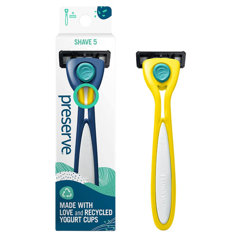 Preserve Shave 5 Blade Refillable Razor - Sunshine Yellow - Made from Recycled Materials