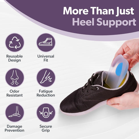 BraceAbility Medical-Grade Silicone Heel Spur Cups | Plantar Fasciitis Insole Cushion Pads (Pair - Large)