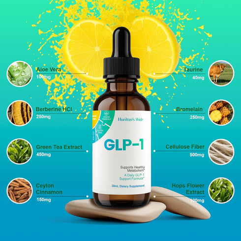 Huritan's Vride GLP-1 GLP-1 GLP1 2 Pack Drops for Women & Men - Premium Supplement with Berberine, Cinnamon, Green Tea