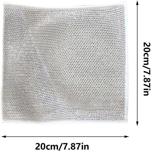 Ohraina (5 Pack) Non-Scratch Scrubbing Wire Dishwashing Rags, Double Stainless Steel Scrubber, Steel Wire Dish Towel