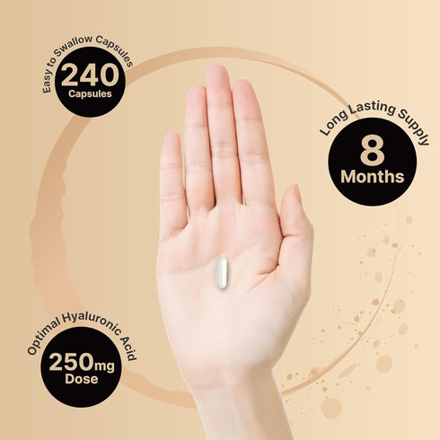 NatureBell Hyaluronic Acid Supplements 250mg | 240 Capsules with Biotin 5000mcg & Vitamin C 25mg