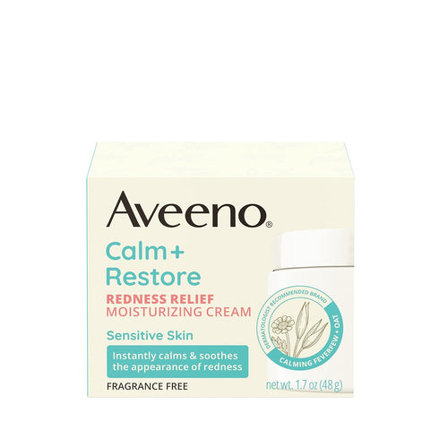 Aveeno Calm + Restore Facial Cream for Redness Relief, Soothing Moisturizer for Sensitive Skin, 1.7 OZ