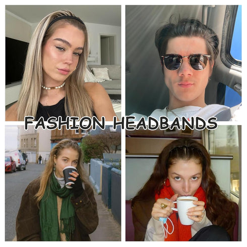 WOVOWOVO Plastic Hair Bands with Teeth: 10 Packs Headbands for Women Girls Teens (Black Style)