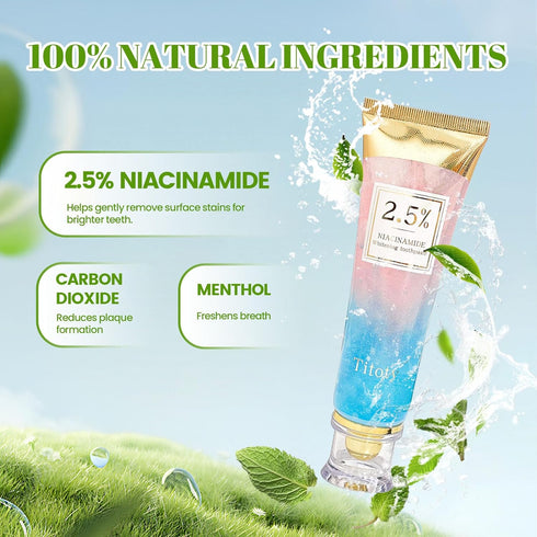 TITOTY 2.5% (1.0) Niacinamide Whitening Toothpaste, Niacinamide Intensive Whitening Toothpaste with Natural Gentle Care