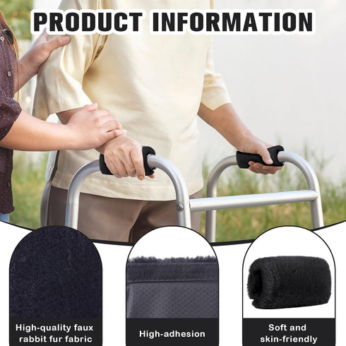 2 2 Threlaco Pcs Walker Handle Cushions Fluffy Walker Hand Pads Universal Padded Rollator Hand Cover for Folding